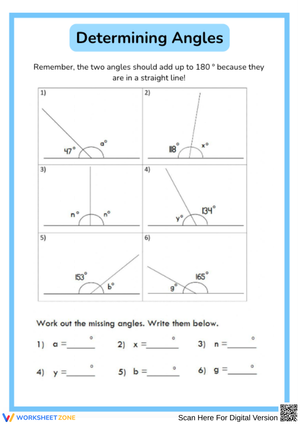 Determining Angles Practice Worksheet