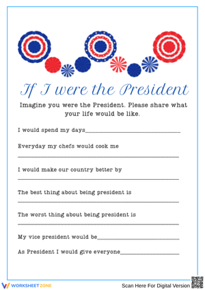If I Were the President Writing Worksheet
