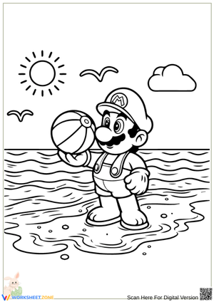 Super Mario Coloring Pages – Mario at the Beach