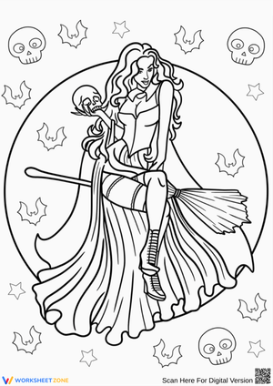 Hocus Pocus Coloring Page – Sarah Sanderson on Broomstick