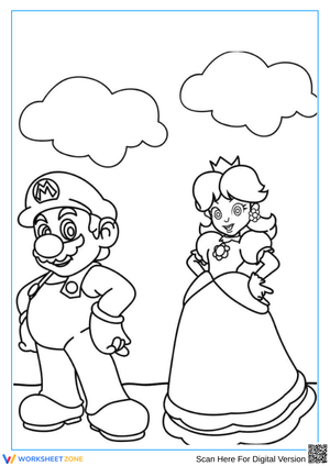 Super Mario Coloring Pages with Princess Peach