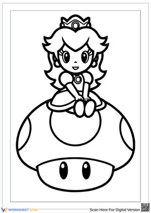Super Mario Coloring Pages – Princess Peach on Mushroom
