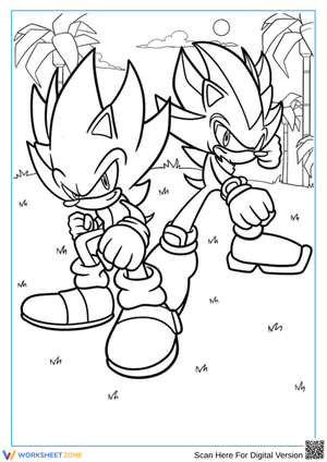 Sonic and Shadow Coloring Page