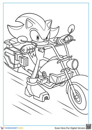 Sonic Coloring Pages – Sonic Riding a Motorcycle
