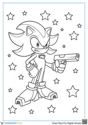 Shadow the Hedgehog Coloring Page with Stars