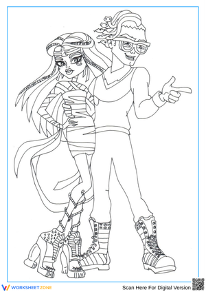 Monster High Cleo and Deuce Coloring Worksheet