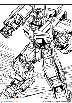 Optimus Prime Action Coloring Worksheet
