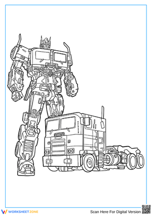 Optimus Prime Truck Coloring Worksheet