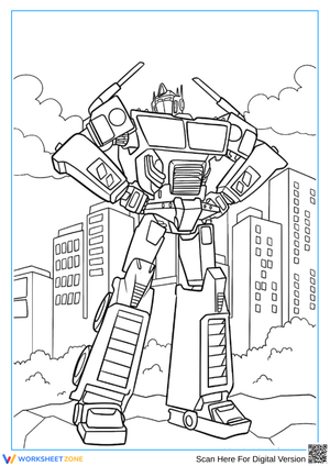 Optimus Prime City Coloring Worksheet