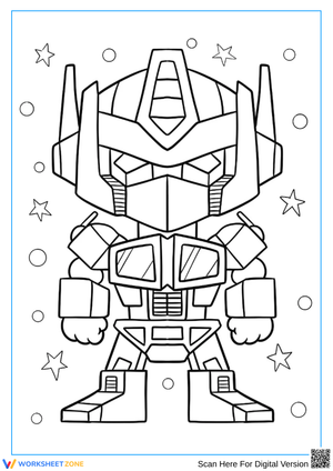 Cute Optimus Prime Coloring Worksheet