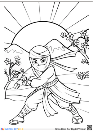 Ninja Warrior Coloring Worksheet