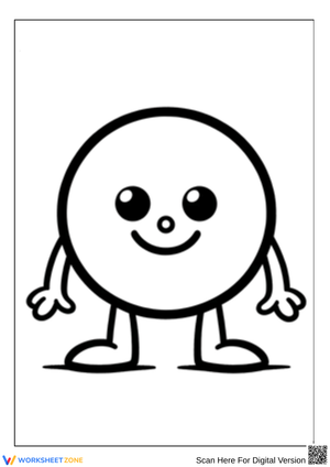 Smiling Circle Character Coloring Page