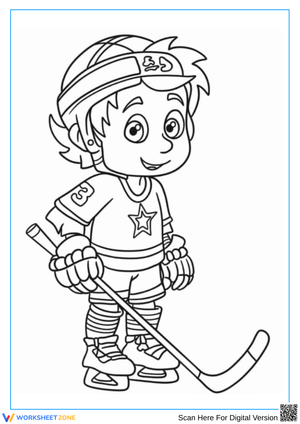 Ice Hockey Player Coloring Pages for Kids