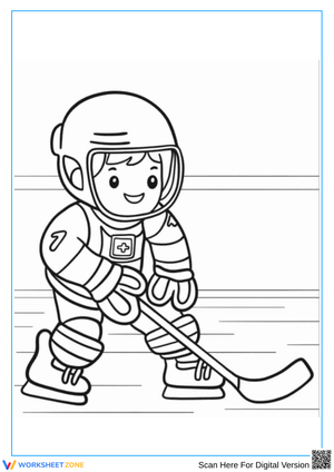 Ice Hockey Coloring Sheet for Kids