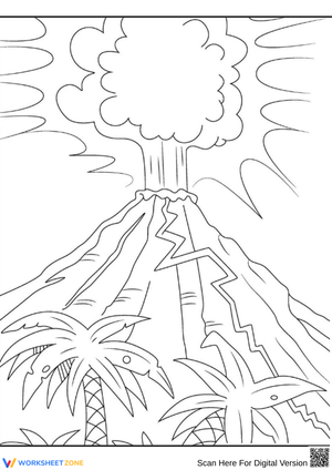 Volcano Eruption Coloring Sheet for Kids