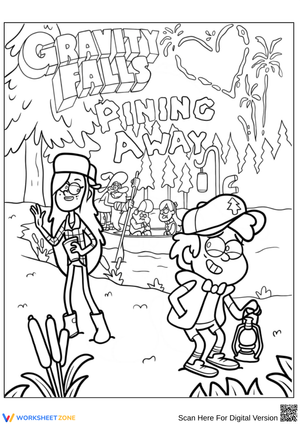 Gravity Falls Coloring Page – Dipper and Wendy by the Lake