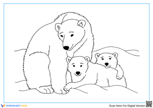 Polar Bear Family Coloring Page for Kids