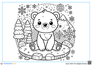 Baby Polar Bear Coloring Page for Kids