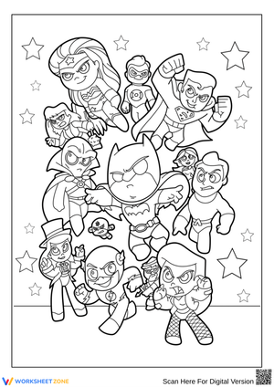 Chibi Justice League Coloring Page