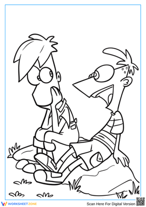 Printable Phineas and Ferb Sitting Coloring Sheet
