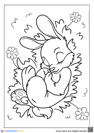Sleeping Rabbit Coloring Page