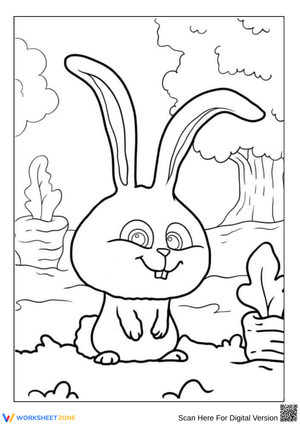 Cartoon Rabbit with Carrots Coloring Page