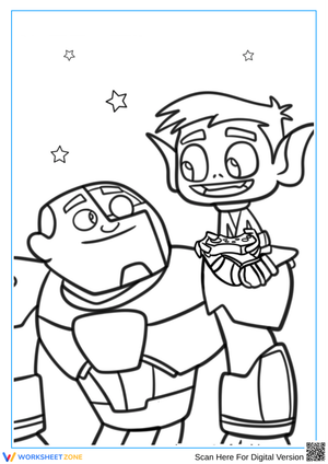Teen Titans Go Beast Boy and Cyborg Coloring Page