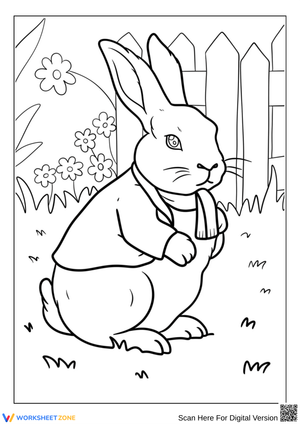 Rabbit in Coat Coloring Page