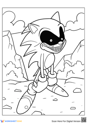 Sonic EXE Coloring Page – Evil Sonic with Creepy Grin