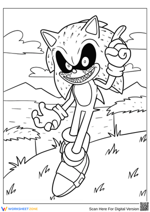 Sonic EXE Coloring Page – Hypnotic Evil Sonic with Spiral Eyes