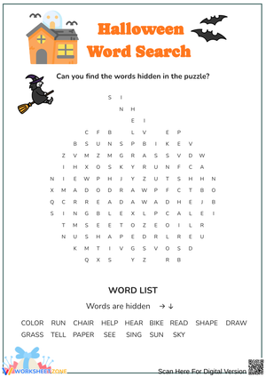 Fun Halloween Word Search for Kids