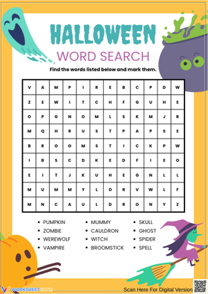 Halloween Word Search Puzzle Printable