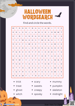 Halloween Word Search with Trick-or-Treat Words