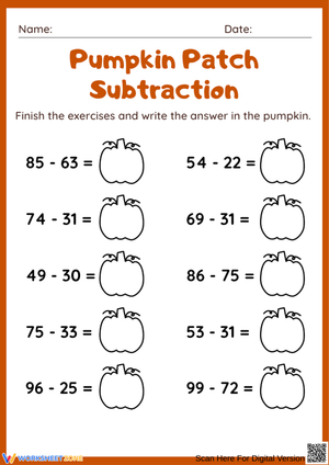 Pumpkin Patch Subtraction – Halloween Math Practice