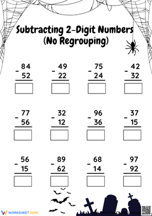 Halloween Subtraction – 2-Digit No Regrouping Practice