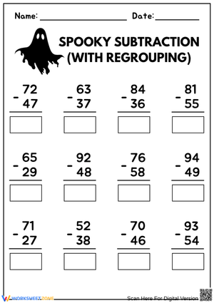 Spooky Halloween Subtraction with Regrouping