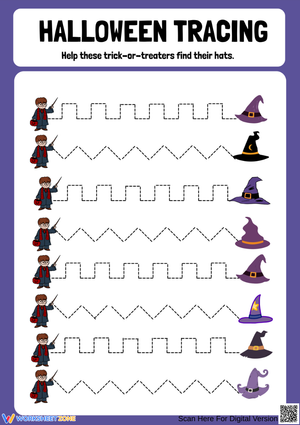 Halloween Tracing Line Worksheet – Fun Pre-Writing Practice