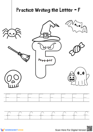 Spooky Letter F Halloween Tracing & ColoringWorksheet