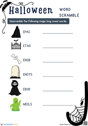 Spooky Long Vowel Halloween Word Scramble