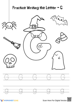 Spooky Letter G Halloween Tracing Worksheet 