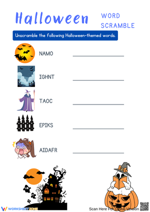 Fun Halloween Word Scramble for Kids
