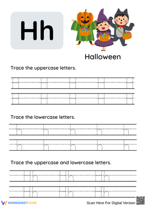Letter H Halloween Tracing Worksheet for Early Childhood