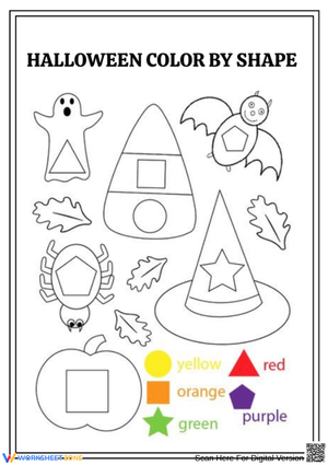 Halloween Color by Shape Worksheet