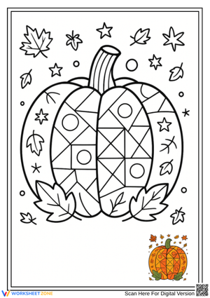 Pumpkin Color by Shape Halloween Worksheet