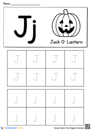 Letter J Halloween Tracing Worksheet – Jack O’ Lantern Writing Practice