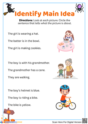 Identify the Main Idea Worksheet with Pictures