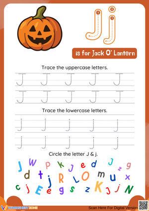 Letter J Halloween Tracing Worksheet – Jack O’ Lantern Activity