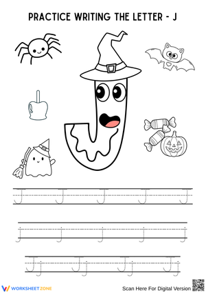 Letter J Halloween Tracing Worksheet – Fun Handwriting Practice