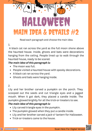 Halloween Finding the Main Idea and Key Details