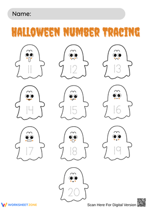 Halloween Number Tracing Worksheet for Kindergarten